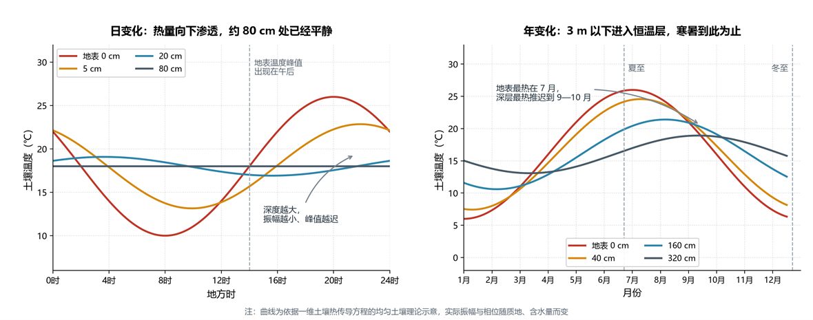 土壤温度日变化与年变化 土壤温度日变化与年变化
